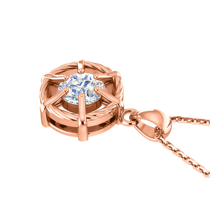 RKC 2,00 Karat Moissanit-Halo-Anhänger, 925er Silberschmuck, 14 Karat Weißgold vergoldet, Gewicht 6,50 g, Höhe 24,40 mm