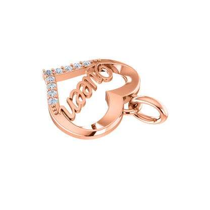 Ciondolo a forma di cuore in moissanite da 0,22 ct, gioielli in argento 925, placcato in oro rosa 14 carati, peso 4,80 g, altezza 25,20 mm