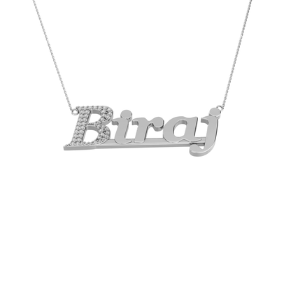 RKC Customize Initial Name Moissanite Pendant Necklace 14k Yellow Gold Plated Weight 4.2 gm