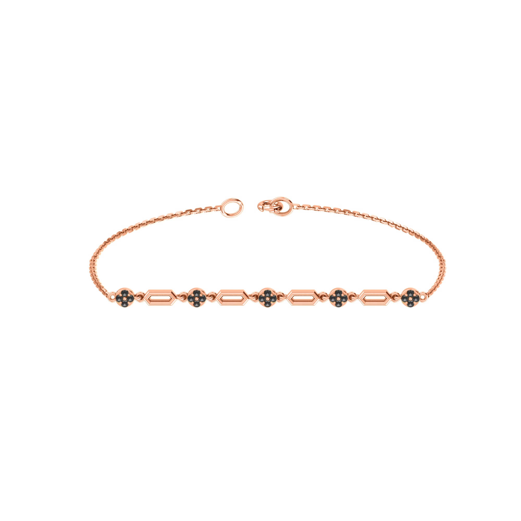 RKC 925 Sterling Silber 0,3 CT Edelstein für Damenarmband, 14 Karat Roségold vergoldet, Gewicht 3,70 GM