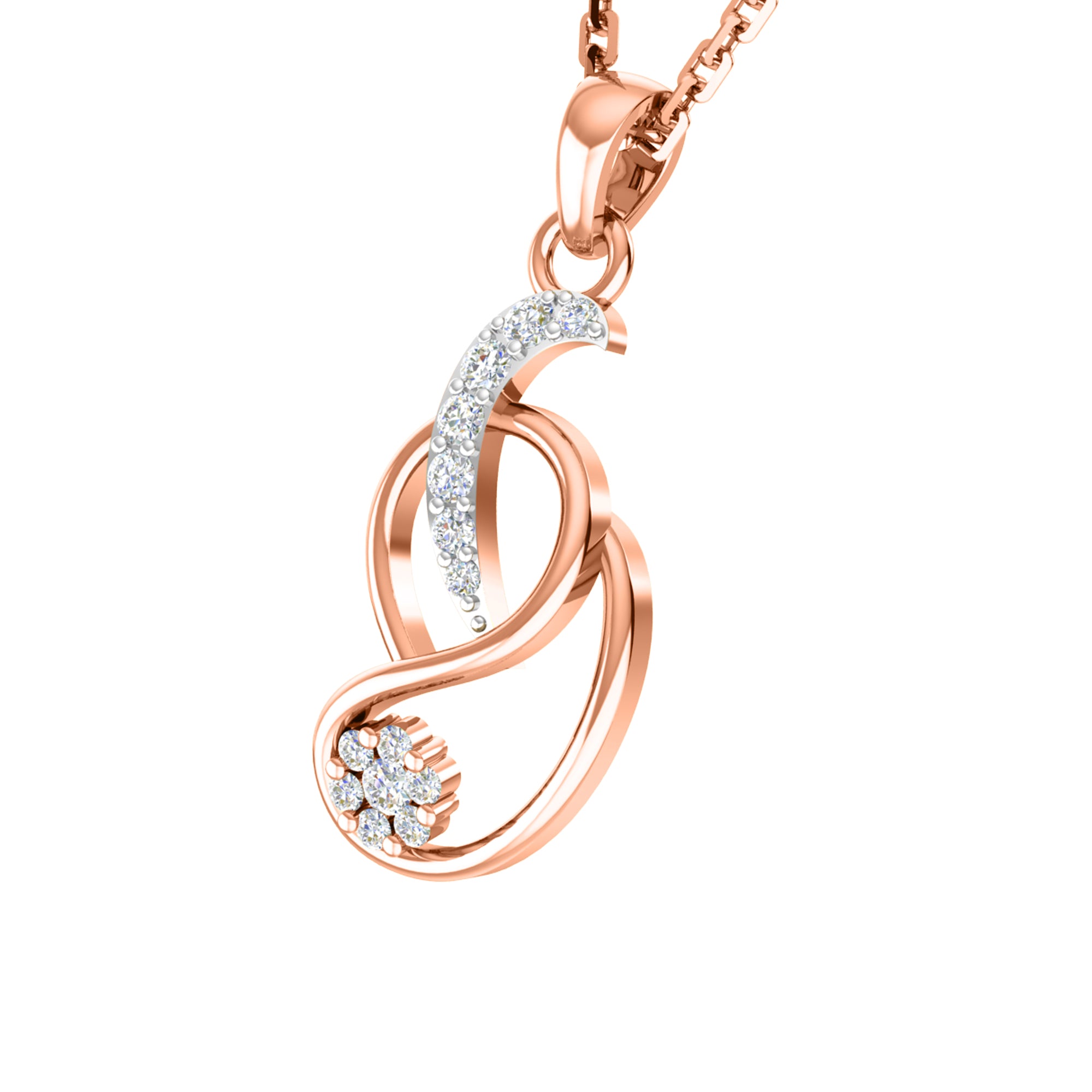 RKC 925 Silber Golden Gesamtgewicht 0,31 Karat Moissanit-Anhänger, Gewicht 3,50 g und Gewicht Ohrring 1,80 g, besetzt mit 14 Karat Roségold plattiert