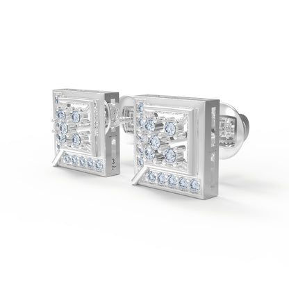 RKC 925 Sterling Silber Rundschliff kleiner quadratischer Ohrstecker, 14 Karat Rose über Produktgewicht 2,30 GM, Steinhöhe 9,00 mm