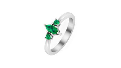 RKC 1.20 Ct Marquise Cut Green Emerald Engagement Rings 14k Yellow/White Gold Plated 925 Silver