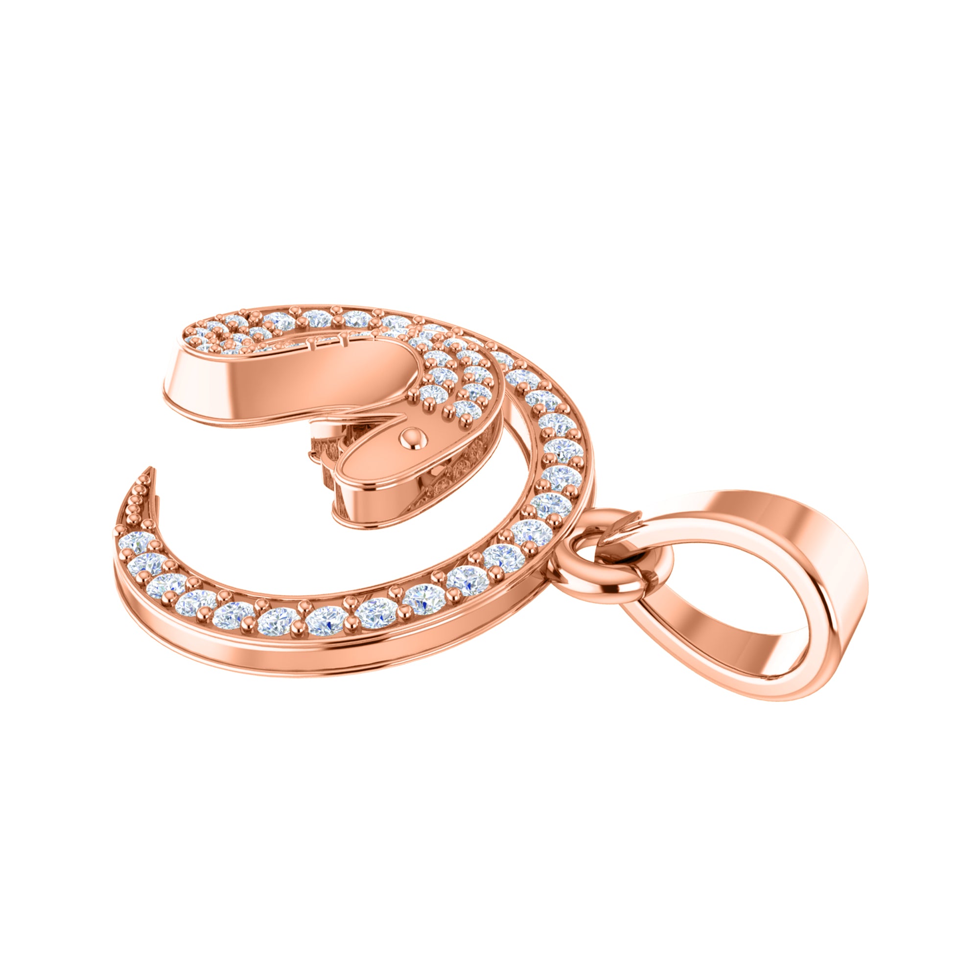 RKC 0,24 Karat Moissanit-Schlangenanhänger, 925er Silberschmuck, 14 Karat Roségold vergoldet, WT 3,60 g, Höhe 20,50 mm