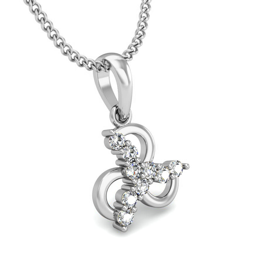 RKC Blumenförmiger 0,09 Karat Moissanit-Jubiläumsgeschenk-Anhänger, 14 Karat Gelbgold vergoldet, Gewicht 2,7 g, Höhe 14,5 mm