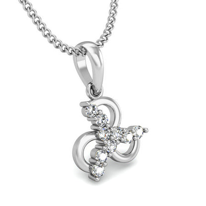RKC Blumenförmiger 0,09 Karat Moissanit-Jubiläumsgeschenk-Anhänger, 14 Karat Gelbgold vergoldet, Gewicht 2,7 g, Höhe 14,5 mm