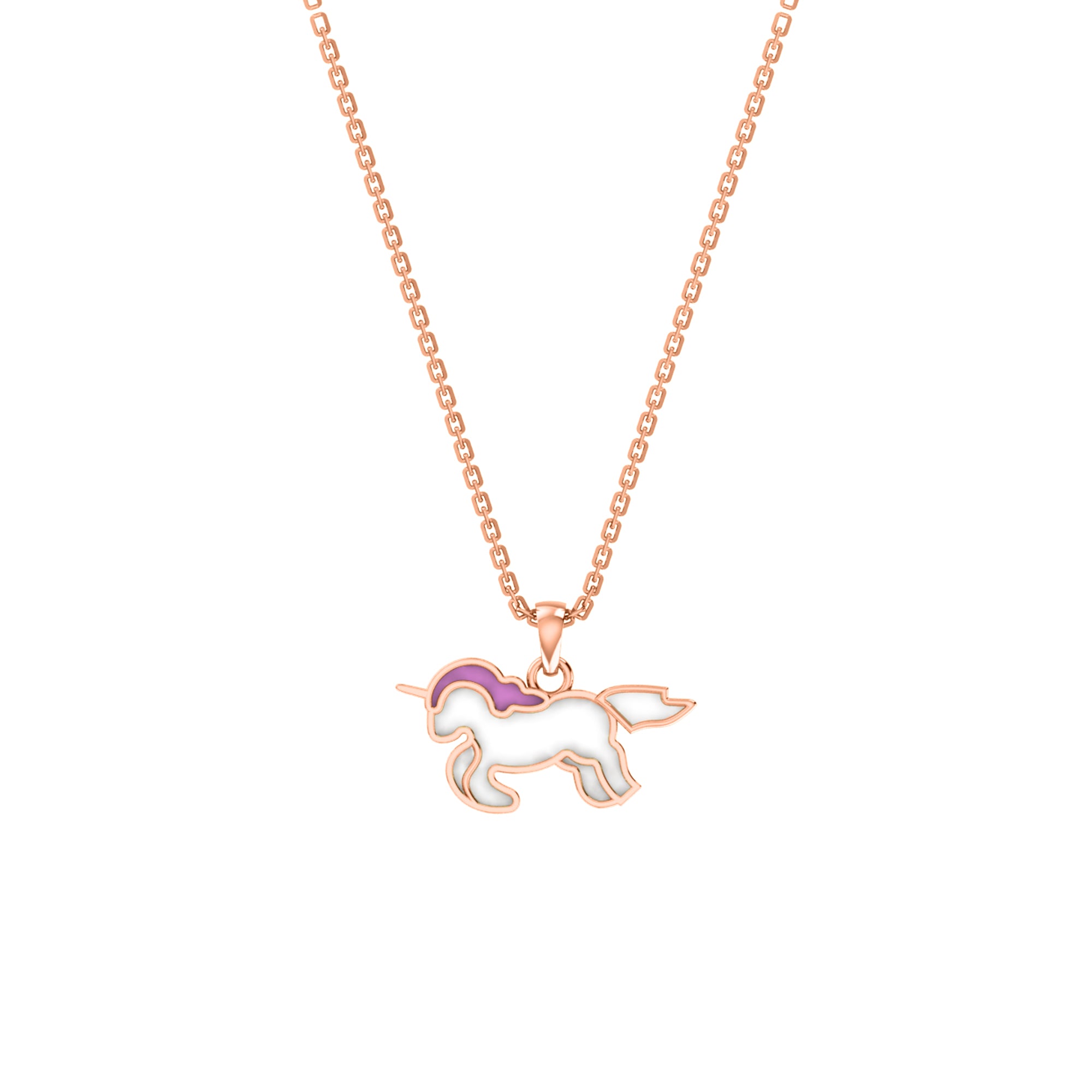 RKC Emaille-Einhorn-Anhänger, 925er Silber, Schmuck, 14 Karat Gelbgold vergoldet, Produktgewicht: 3,80 g, Höhe: 12,00 mm