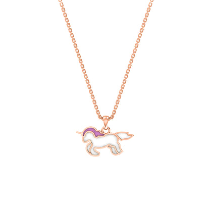 RKC Emaille-Einhorn-Anhänger, 925er Silber, Schmuck, 14 Karat Gelbgold vergoldet, Produktgewicht: 3,80 g, Höhe: 12,00 mm