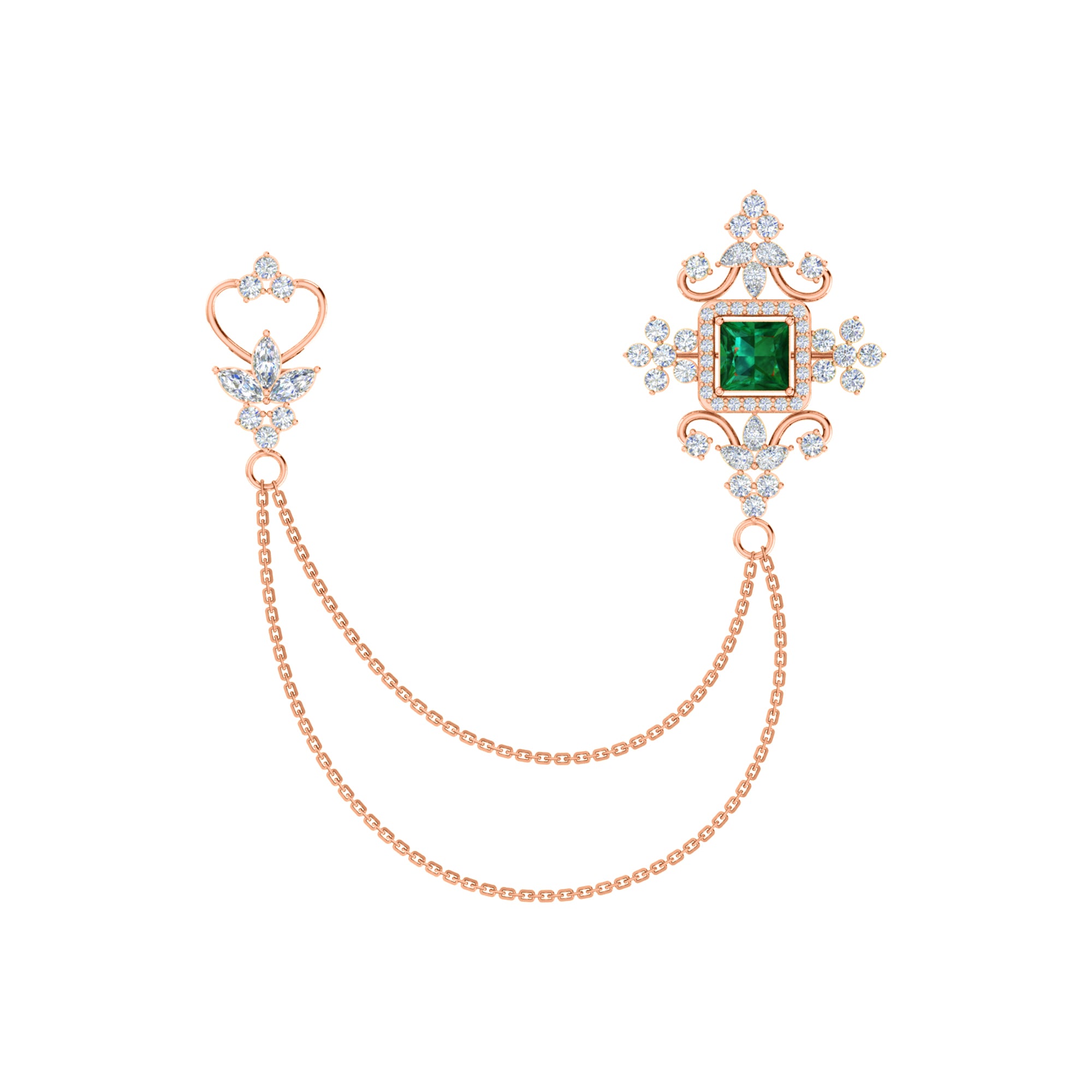 Spilla RKC Moissanite in argento sterling 925, prodotto placcato in oro rosa 14 carati, peso 6,10 GM, altezza 40,50 MM