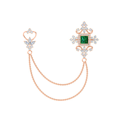 Spilla RKC Moissanite in argento sterling 925, prodotto placcato in oro rosa 14 carati, peso 6,10 GM, altezza 40,50 MM