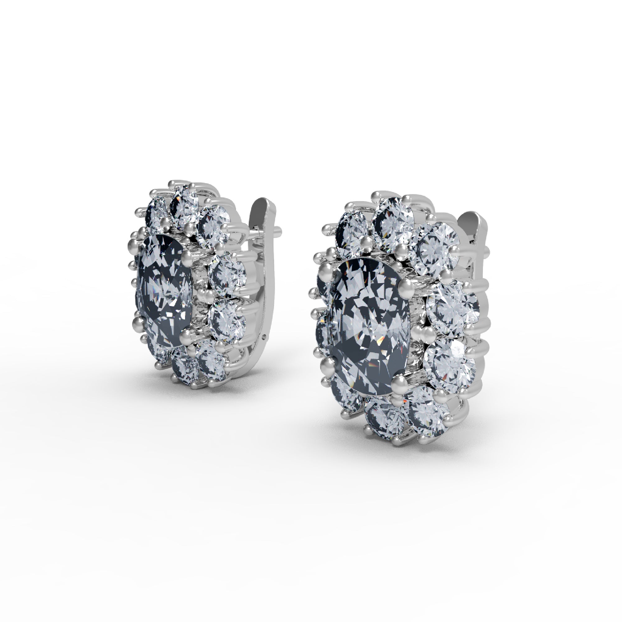 Orecchino da donna a bottone in argento sterling RKC 925 con rosa 14k sopra il prodotto Peso 7,50 GM Altezza 18,50 MM