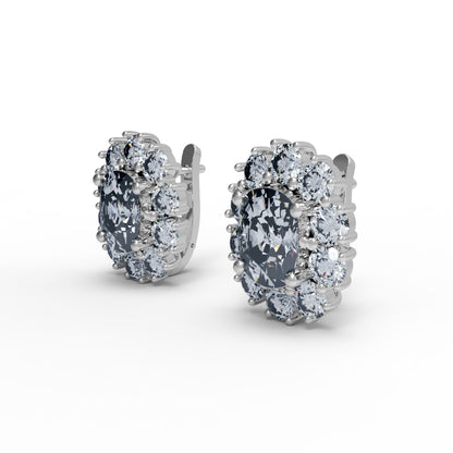 Orecchino da donna a bottone in argento sterling RKC 925 con rosa 14k sopra il prodotto Peso 7,50 GM Altezza 18,50 MM