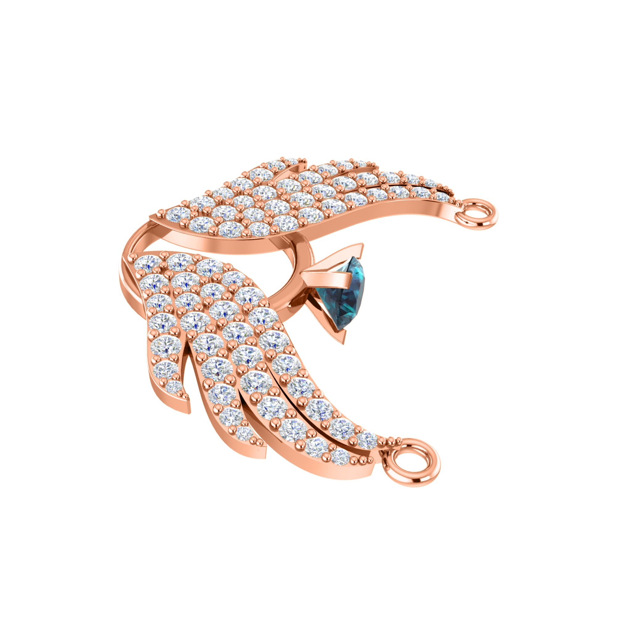 RKC 1,05 Karat Flügel-Anhänger, 925er Silberschmuck, 14 Karat Gelbgold vergoldet, Gewicht 5,60 g, Höhe 17,20 mm
