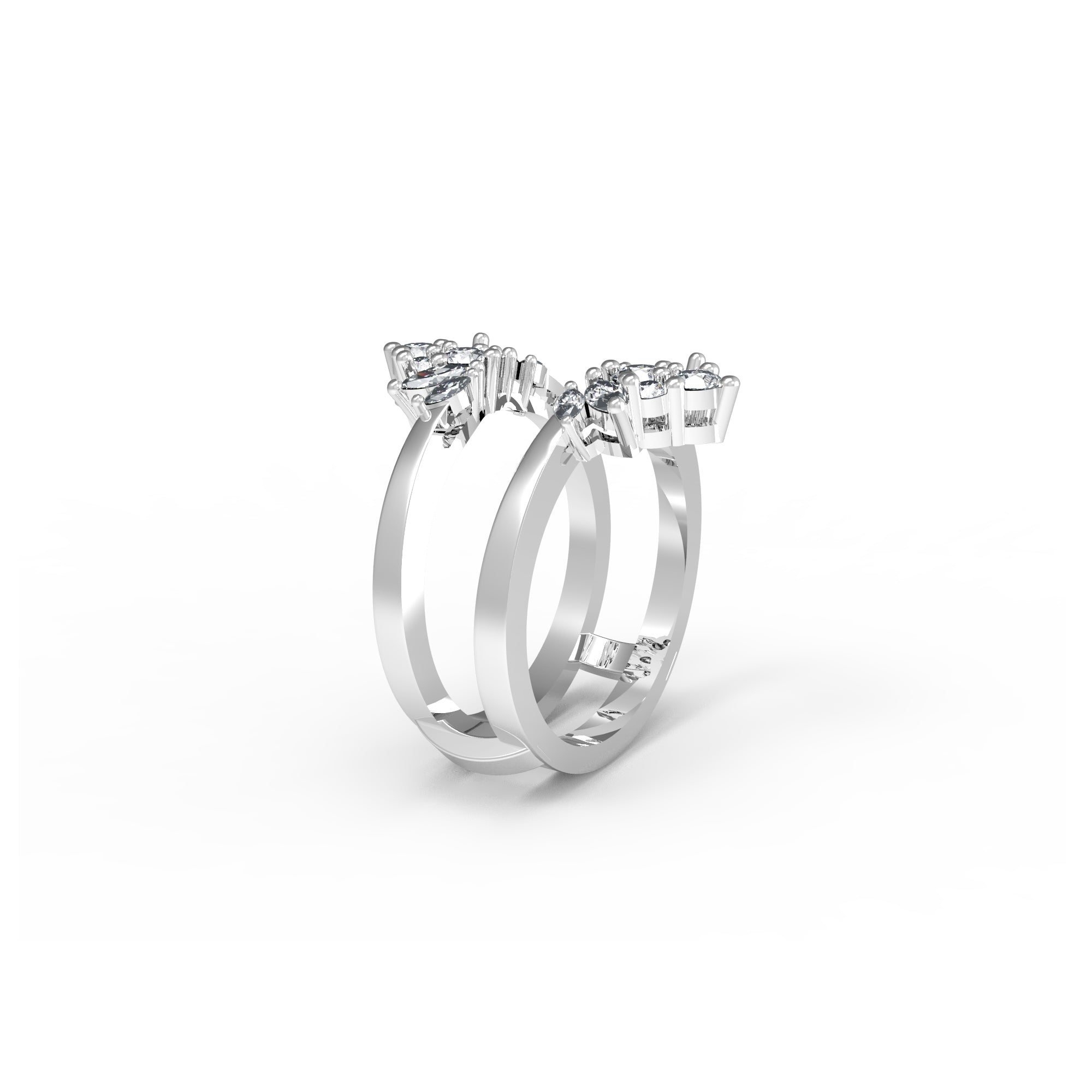 RKC Runder Moissanit Marquise Enhancer Ehering, Jackenring, 925er Sterlingsilber, 14 Karat Gelbgold vergoldet, Gewicht 5 g
