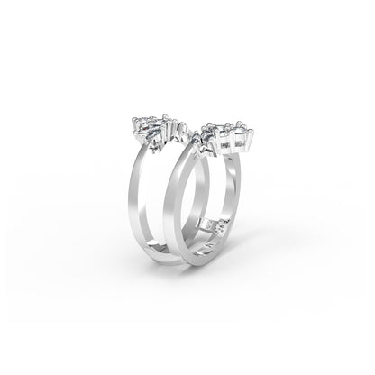 RKC Runder Moissanit Marquise Enhancer Ehering, Jackenring, 925er Sterlingsilber, 14 Karat Gelbgold vergoldet, Gewicht 5 g
