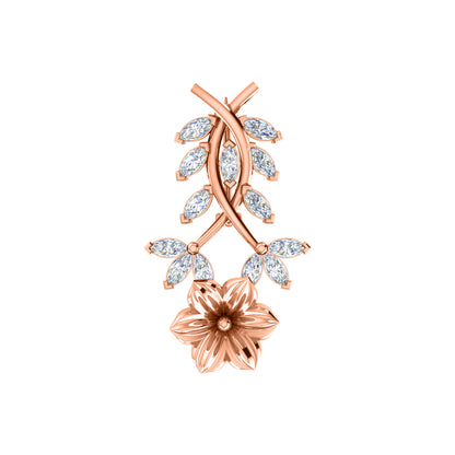 Spilla RKC Moissanite in argento sterling 925, placcata in oro rosa 14 carati, peso prodotto 1,60 GM, altezza 22,00 MM