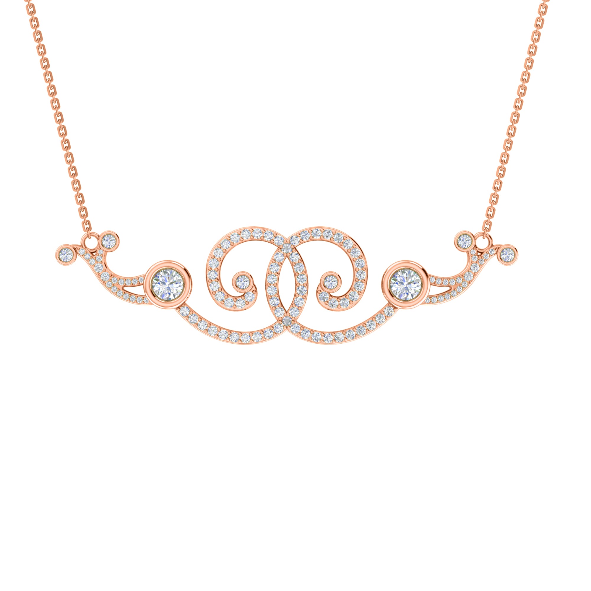 RKC 2,6 CT Moissanit Charm Halskette 925 Silber 14k Roségold vergoldet Produktgewicht 9,00 GM Höhe 18,00 MM