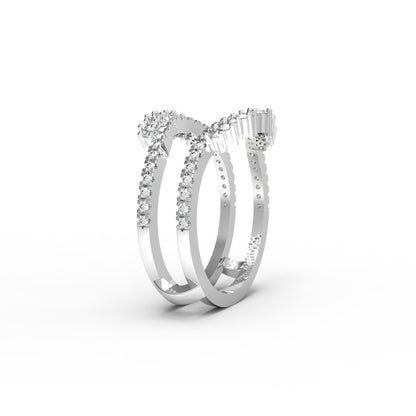 RKC Moissanit Enhancer Guard Ring für Damen, Ehering, 925er Silber, 14 Karat Gelbgold vergoldet, Gewicht 3,80 g, Breite 6 mm