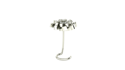 RKC JEWELRY Damen-Nasennadel mit Blumenmuster, 925er Sterlingsilber, 14 Karat Roségold vergoldet, Gewicht 1,30 g