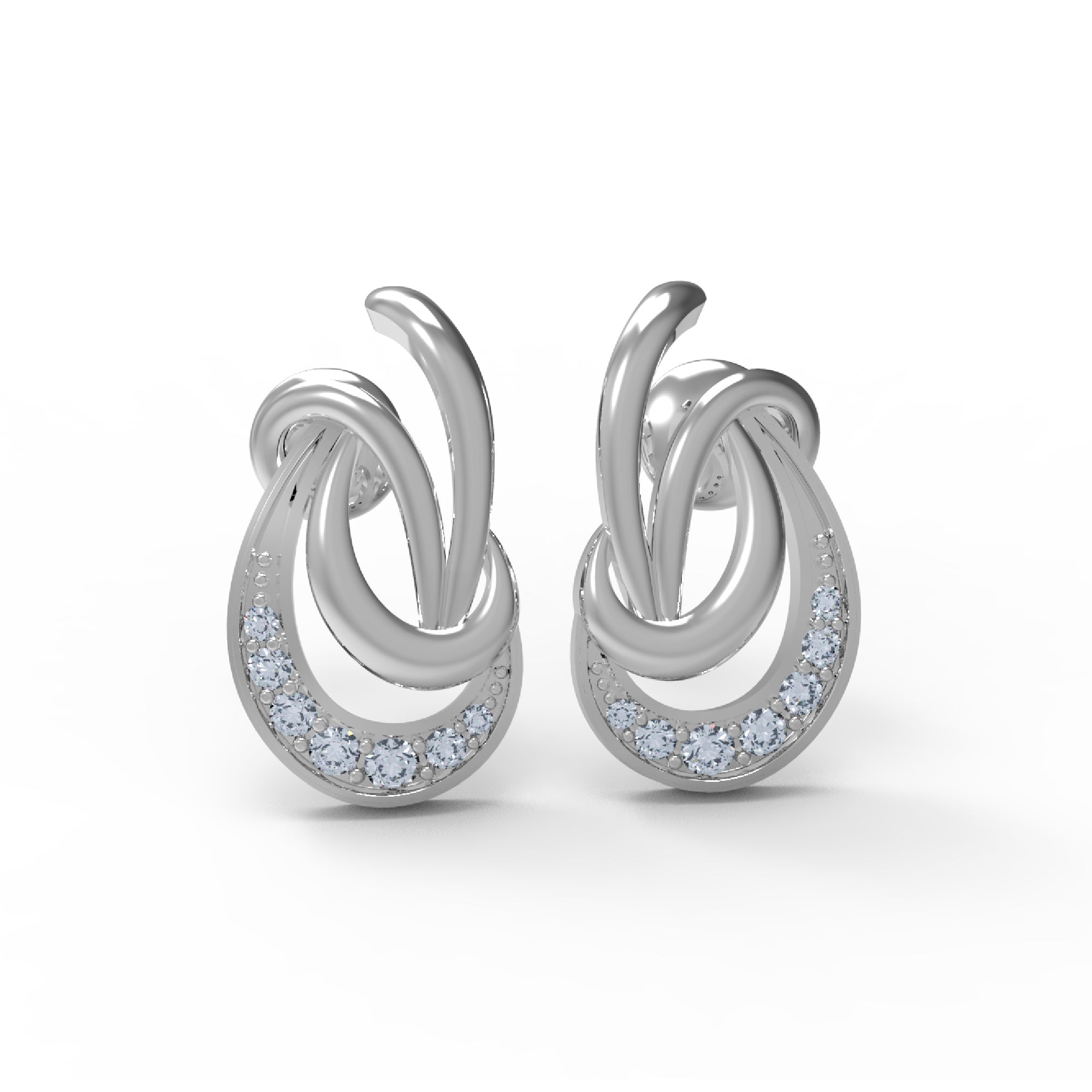 RKC 925 Sterling Silber Glanz-Ohrstecker für Damen, 14 Karat Rose über Produktgewicht 1,70 GM, Höhe 13,00 mm