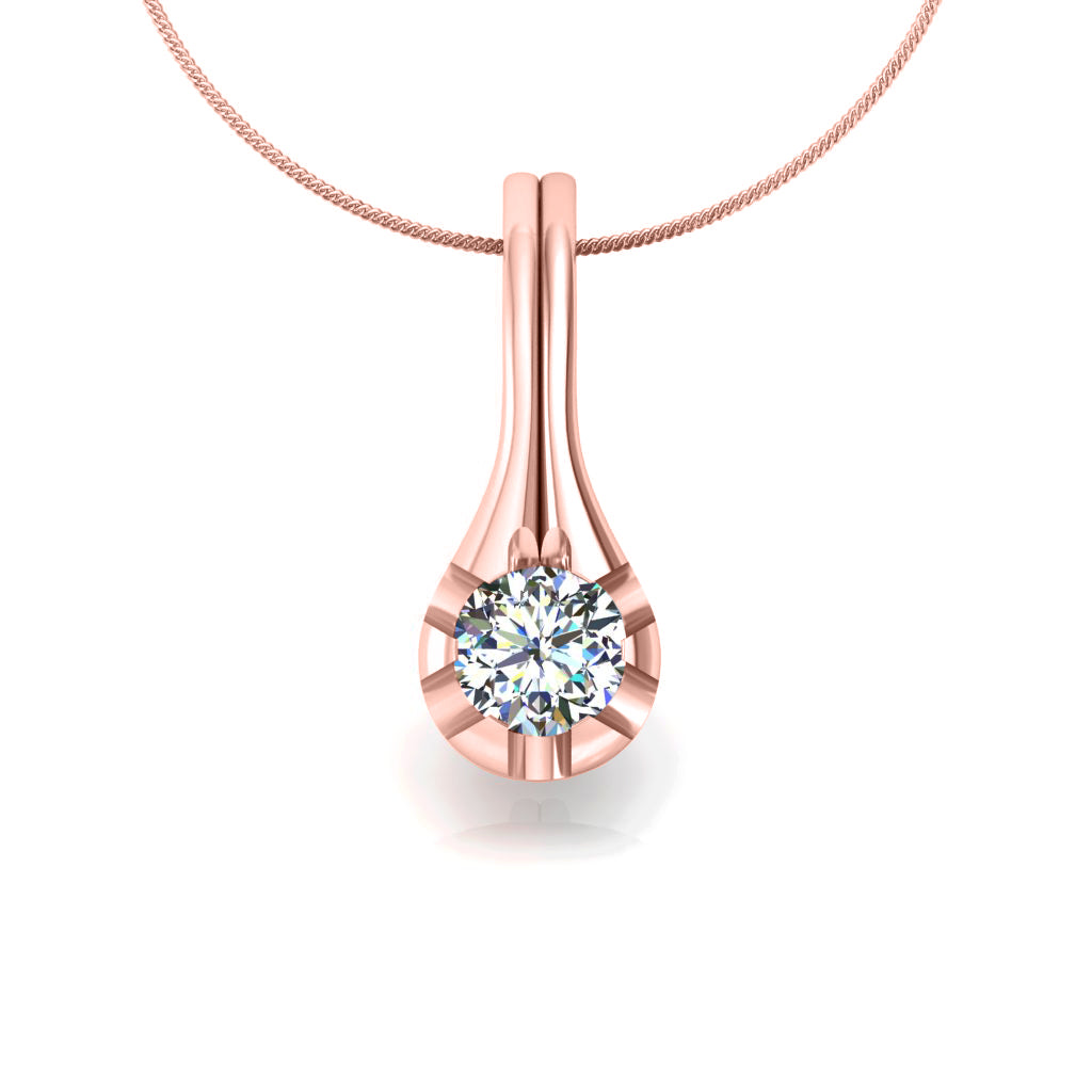 Ciondolo in moissanite con goccia d'argento da matrimonio solitario RKC da 0,25 CT, placcato in oro rosa 14 carati, peso 3,00 g, altezza 14,00 mm