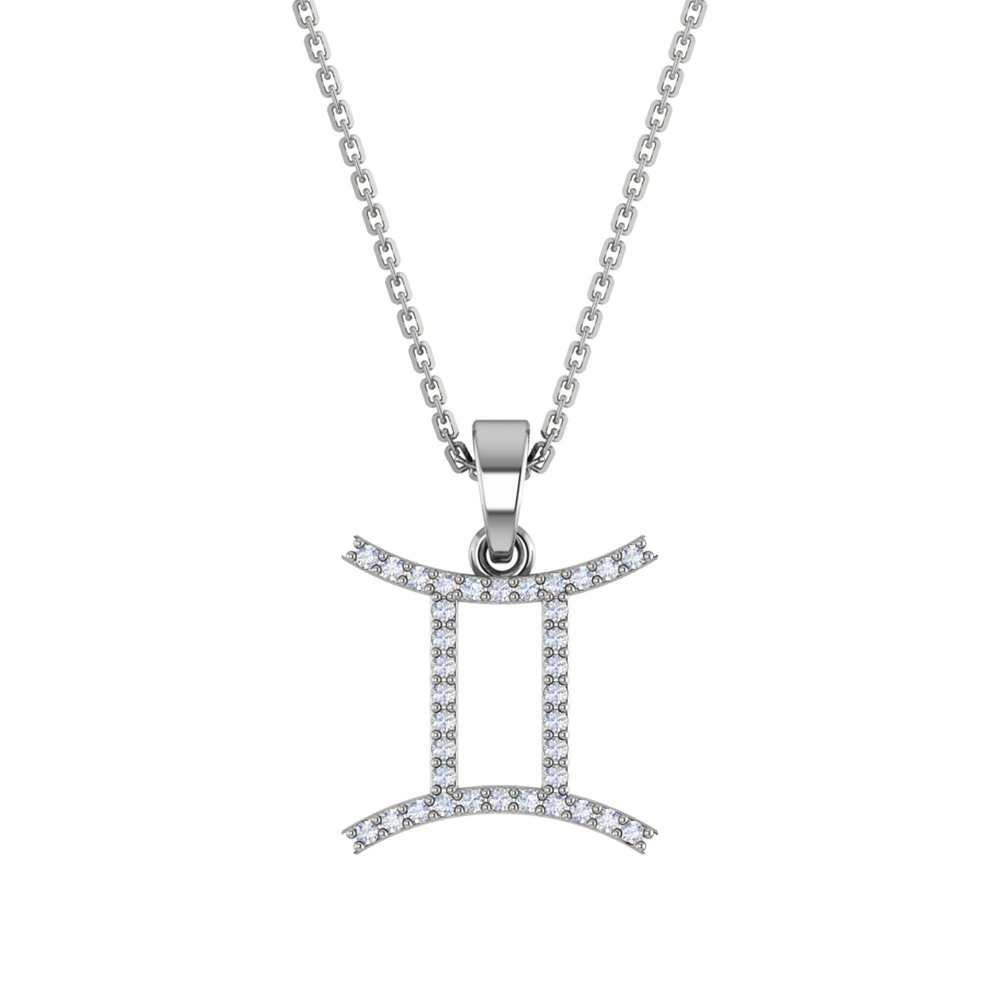 RKC Yellow Gold Plated Gemini Horoscope Cubic Zirconia Pendant Necklace
