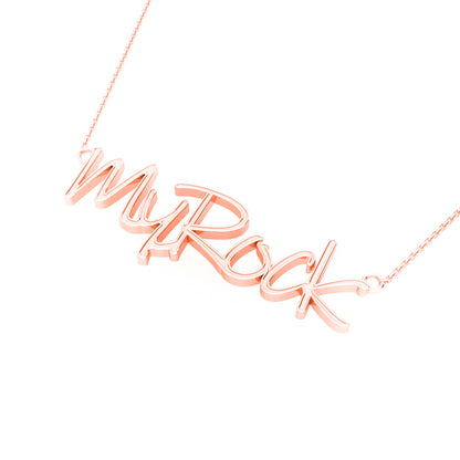 RKC 14k Yellow Gold Plated Name Pendant Necklace 925 Silver Weight 4 gm and height 12mm