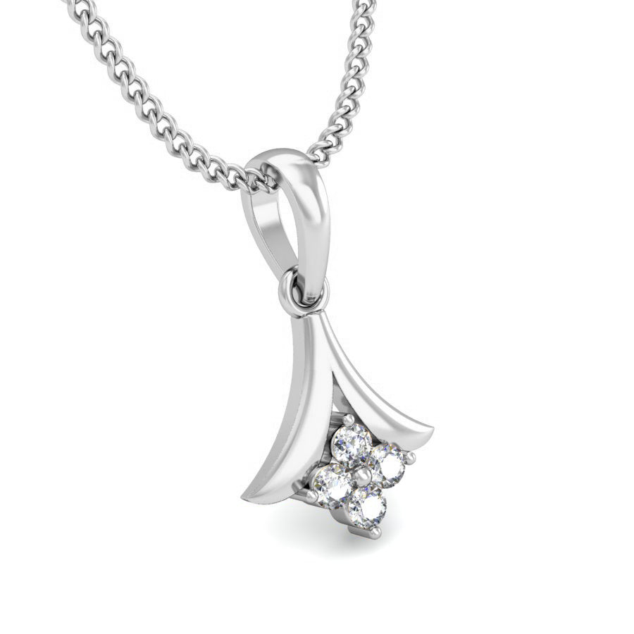 RKC Vier-Steine-Silber-Moissanit-Anhänger mit 0,06 Karat für Damen, 14-Karat-Gelbgold-Finish, Gewicht 2,6 Gramm, Höhe 14 mm