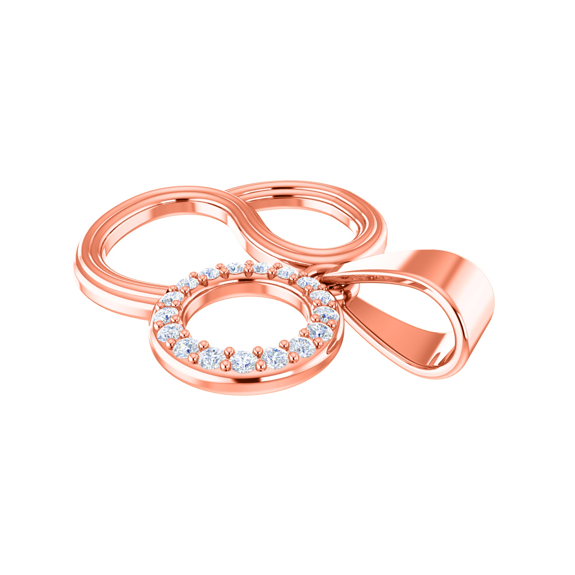 Ciondolo con segno del leone in moissanite da 0,085 ct RKC, gioielli in argento 925, placcato in oro rosa 14 carati, 3,40 g, altezza 18,50 mm