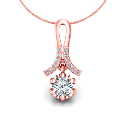 Ciondolo in moissanite da donna con goccia in argento sterling 925 RKC da 0,30 CT, per donna, placcato in oro rosa 14 carati, peso 3,1 g, altezza 16 mm