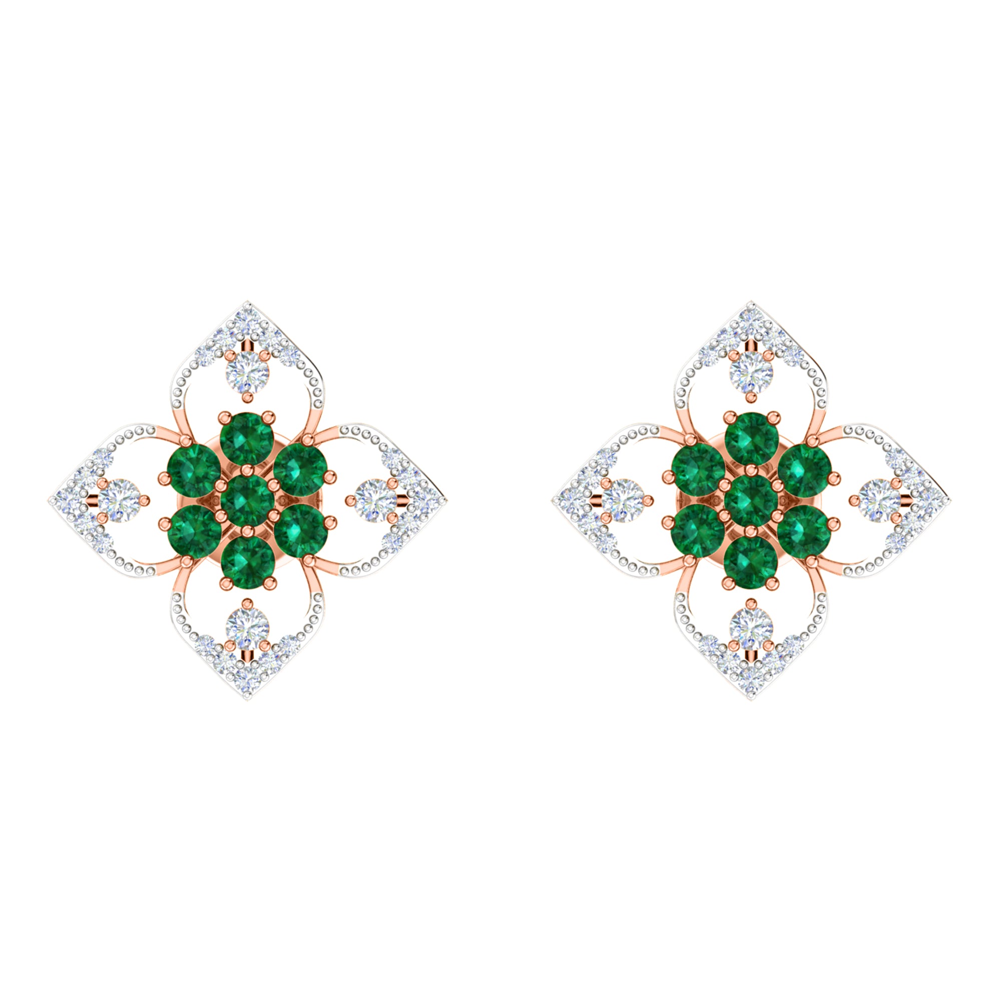 RKC 925 Sterling Silber Damen-Ohrring mit Blumenmuster für den täglichen Gebrauch, 14 Karat Gelb, Produktgewicht: 2,80 GM, Höhe: 14,70 mm