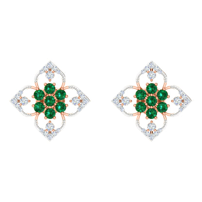 RKC 925 Sterling Silber Damen-Ohrring mit Blumenmuster für den täglichen Gebrauch, 14 Karat Gelb, Produktgewicht: 2,80 GM, Höhe: 14,70 mm