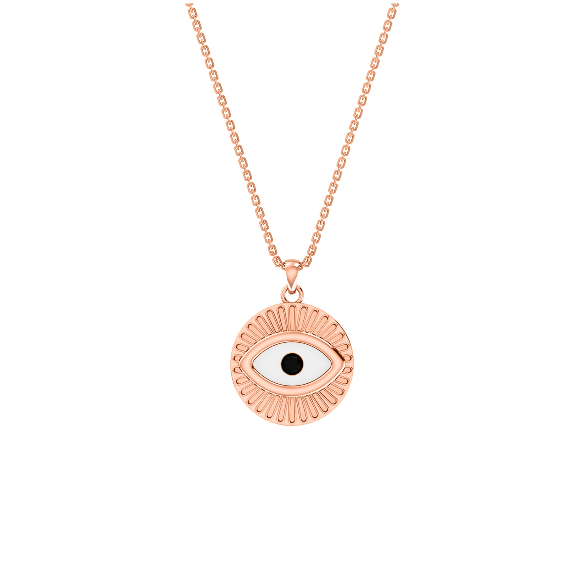 RKC 0,17 CT Emaille Evil Eye Anhänger 925 Silber 14K Gelbgold plattiert, Gewicht 5,80 GM, Höhe 20,00 MM