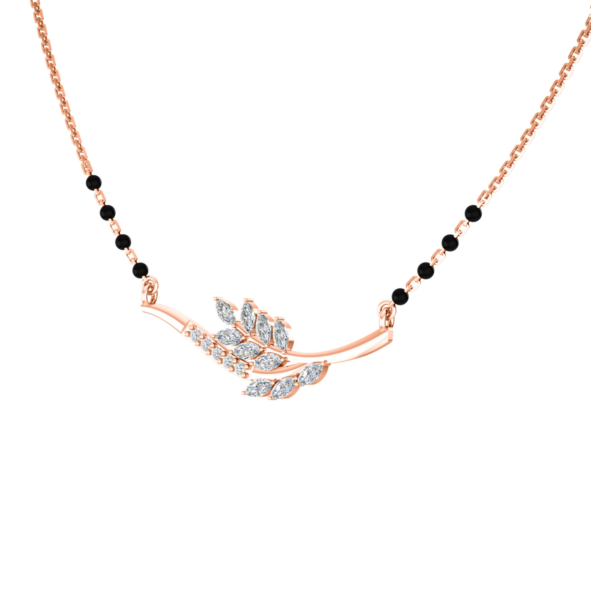 RKC 1 CT Moissanite Women Mangalsutra 925 Silver 14k Rose gold Plated Product Weight 3.80 GM Height 11.50 MM