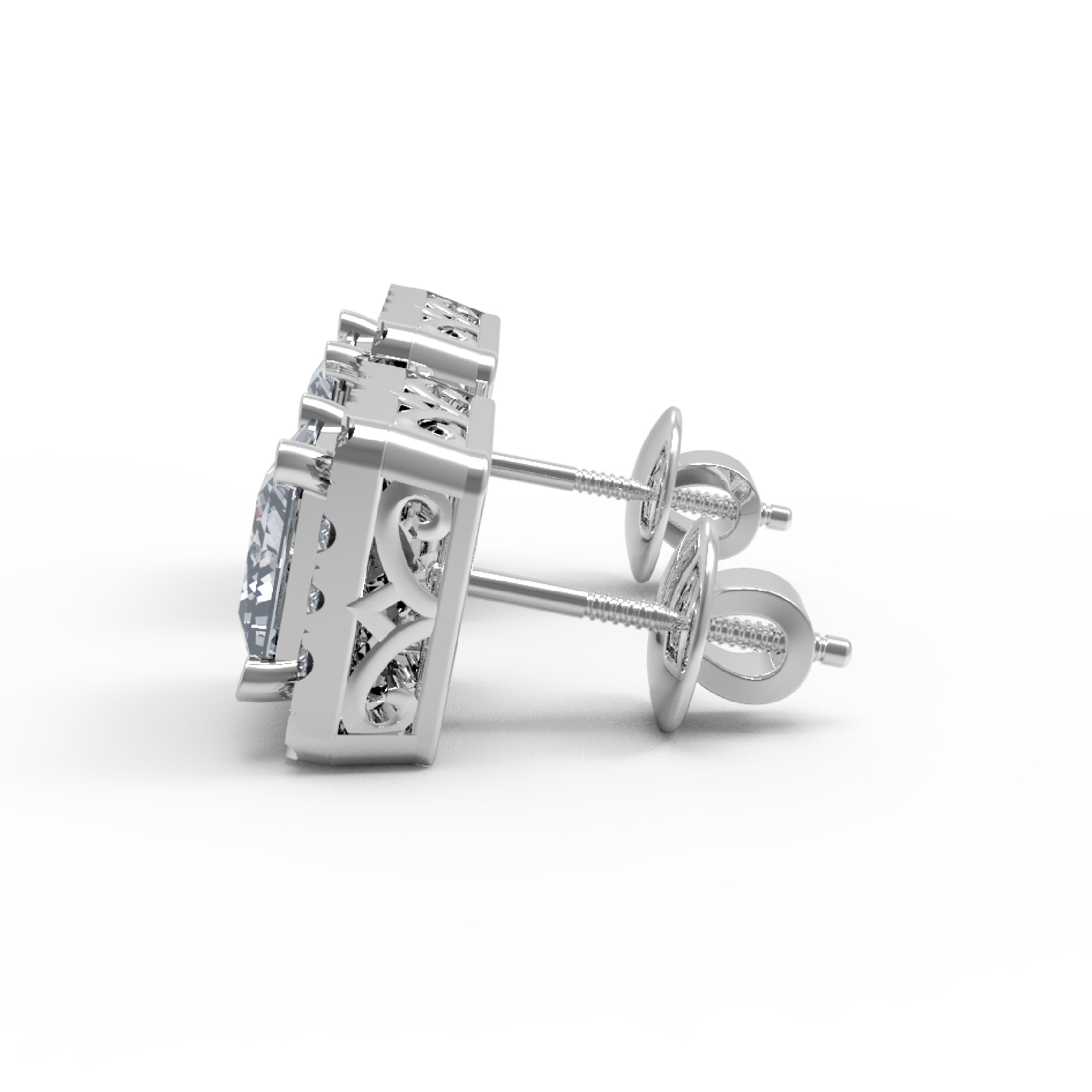 RKC Damen-Ohrring „Prinzessin“ aus 925er-Sterlingsilber, 14-karätige Rose mit einem Gesamtgewicht von 2,80 GM, Höhe 5,20 mm