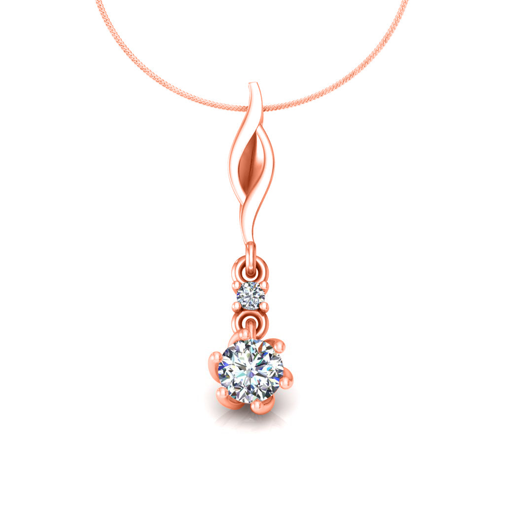 Ciondolo in moissanite da 0,27 ct con due pietre in argento con finitura in oro bianco RKC, regalo per lei, altezza 20,00 mm, peso 2,6 g