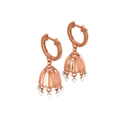 Orecchino da donna con clip a cerchio in argento sterling RKC 925, rosa 14 carati, peso del prodotto 4,00 GM, altezza 29,00 mm