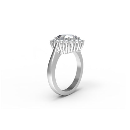 RKC Oval geschnittener Moissanit-Halo-Hochzeitstagsring, 925er Sterlingsilber, 14 Karat Gelbgold vergoldet, Gewicht 4 g, Breite 2,50 mm