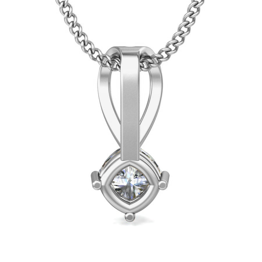 Ciondolo da donna solitario in moissanite da 0,48 ct in argento sterling 925 RKC, finitura in oro rosa 14 carati, peso 2,8 g, altezza 13 mm