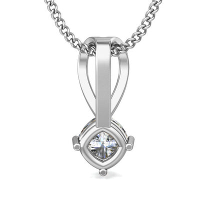 Ciondolo da donna solitario in moissanite da 0,48 ct in argento sterling 925 RKC, finitura in oro rosa 14 carati, peso 2,8 g, altezza 13 mm
