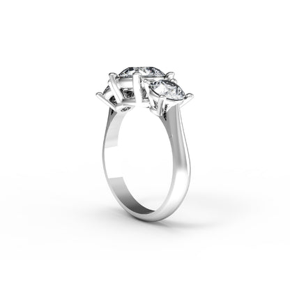 Fede nuziale rotonda con tre pietre Moissanite RKC, argento 925, placcato oro rosa 14 carati, peso 2,70 g, larghezza 2,60 mm