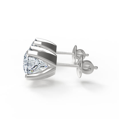 RKC 925 Sterling Silber Unisex-Ohrstecker mit vier Zinken, 14 Karat Gelb, Produktgewicht: 1,60 GM, Höhe: 5,50 mm