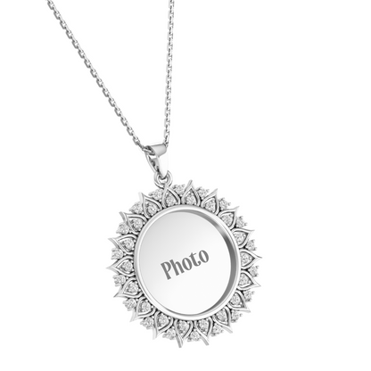 RKC Moissanite/ Cubic Zirconia Photo Pendant Necklace 14k Yellow Gold Plated Weight-6gm