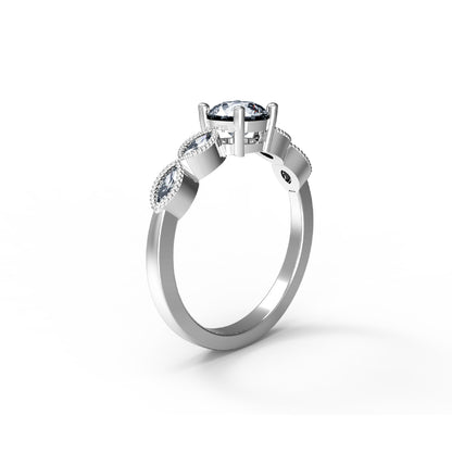 Fede nuziale di fidanzamento rotonda RKC per lei in argento 925 placcato in oro bianco 14 carati peso 3 g 2,60 mm