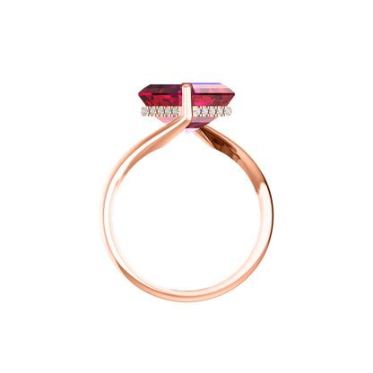 RKC Zircon Squared Beautiful Classic Solitaire Engagement Ring 14k Gold Over Birthday Gift