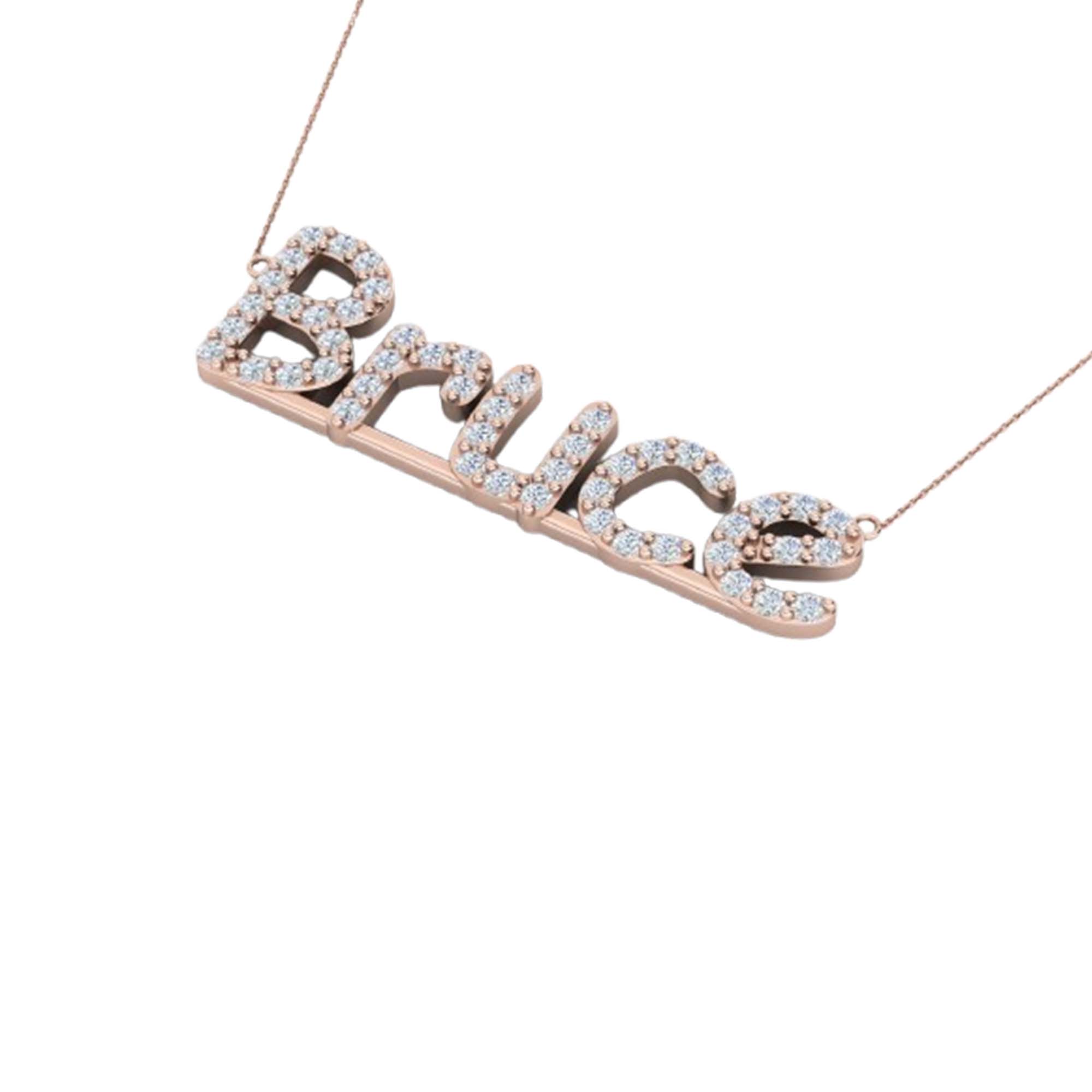 RKC 1 Ct Round Cut Real Moissanite/ Cubic Zirconia Customize Name Pendants 14k Yellow Gold Plated Weight 6 gm