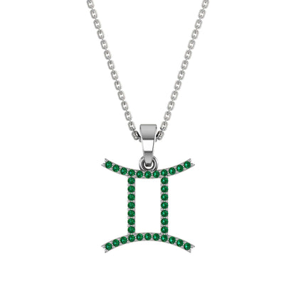 RKC Yellow Gold Plated Gemini Horoscope Cubic Zirconia Pendant Necklace