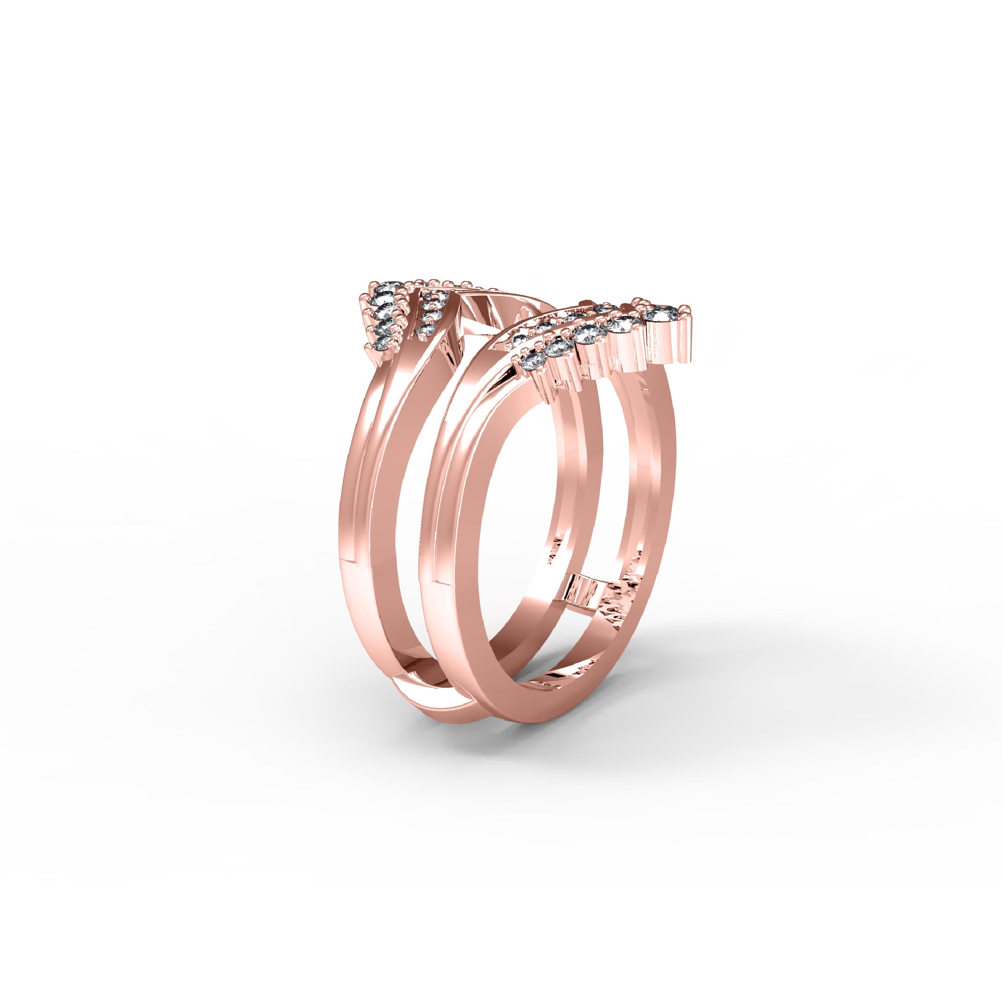 RKC Moissanit 925 Sterling Silber Hochzeit Enhancer Guard Verlobungsring 14 Karat Roségold vergoldet, Gewicht 6 g, Breite 6,50 mm
