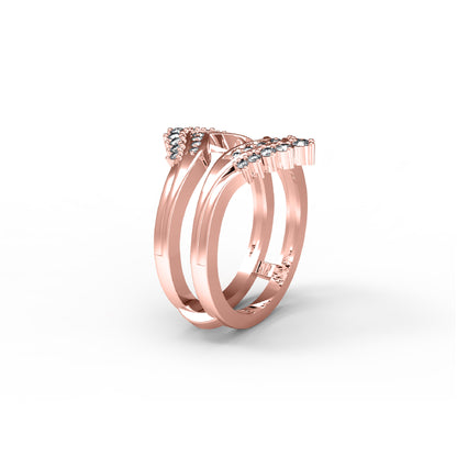 RKC Moissanit 925 Sterling Silber Hochzeit Enhancer Guard Verlobungsring 14 Karat Roségold vergoldet, Gewicht 6 g, Breite 6,50 mm