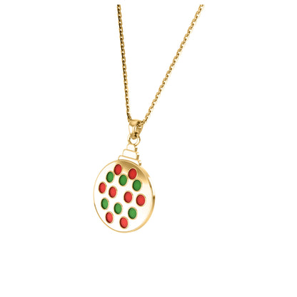 RKC 925 Sterling Silver Enamel Women Pendant Set 14K Yellow Gold Plated Wt 4.40gm Height 19.00mm